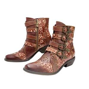 L'Artiste Spring Step Women's size 8½ Leather Ankle Rodeha Boho Studded Boots